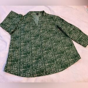 Green & White Blouse